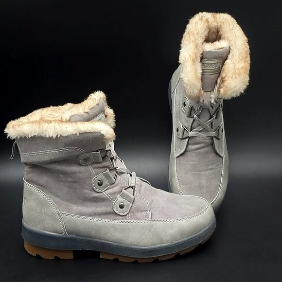 Khombu Stomp Faux Fur Lined Snow Boots Gray Women's Size 8M - Picture 1 of 12
